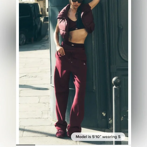 NWT ALO Yoga Accolade Straight Leg Sweatpant,rare burgundy. Oversized unisex fit - Picture 1 of 10